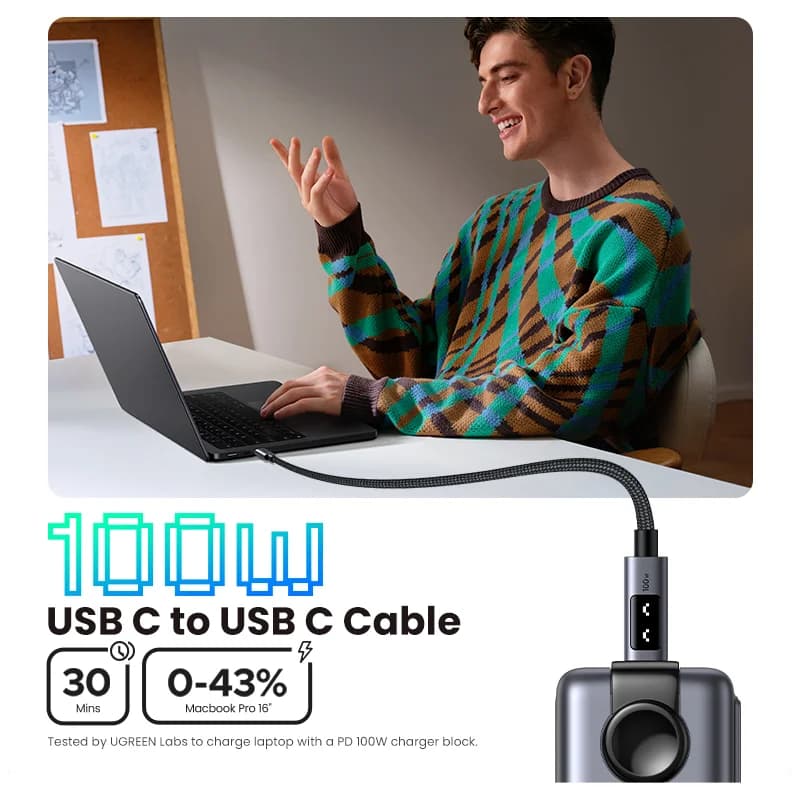 Cáp USB-C sang USB-C, PD 100W, 0.5-3m