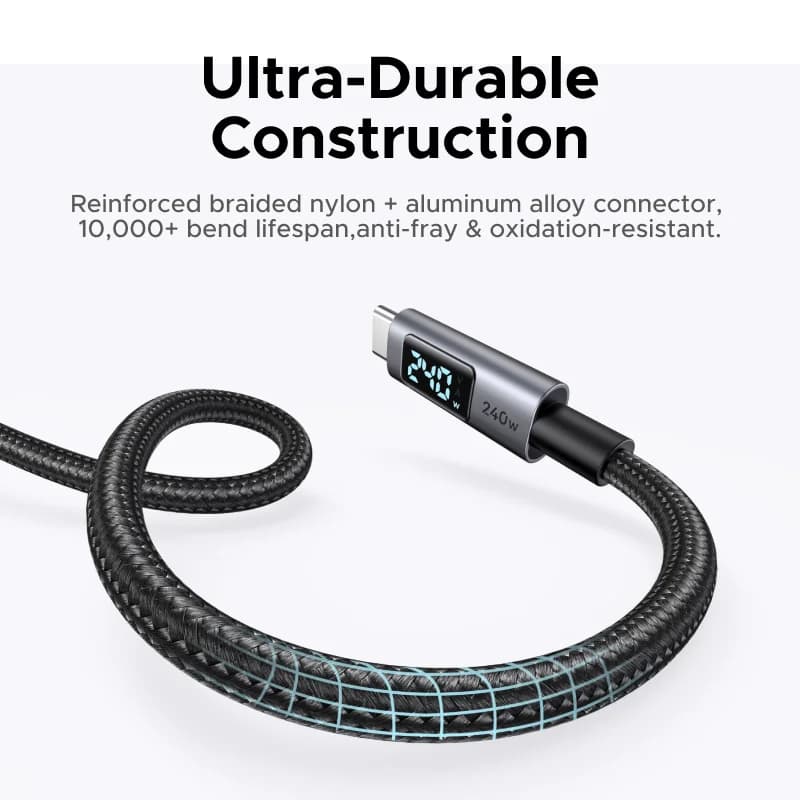 Cáp USB-C 240W Có Màn Hình Hiển Thị Công Suất Kỹ Thuật Số
