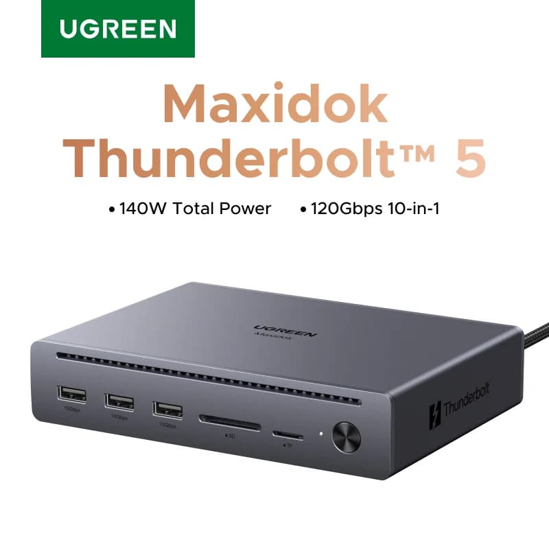 Trạm Docking Station Thunderbolt 5 10-in-1, Băng thông 120Gbps