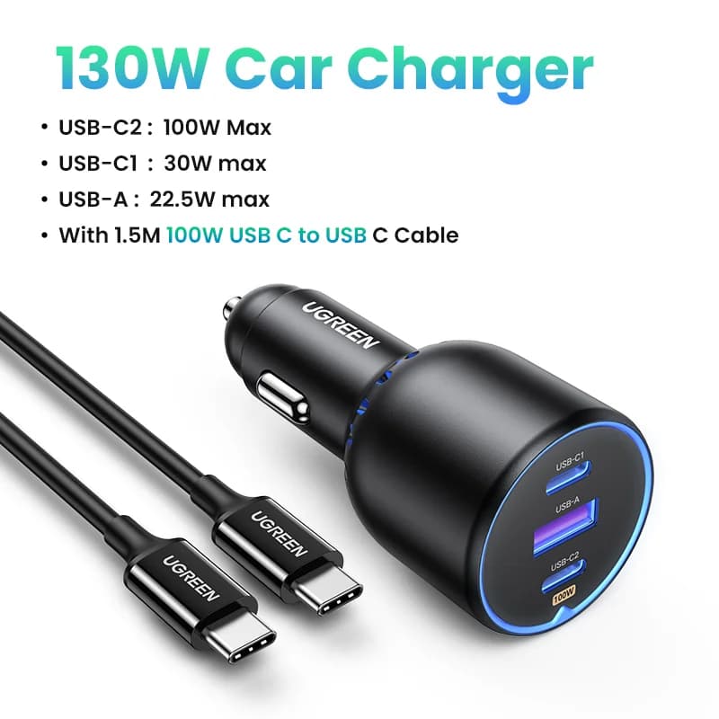Sạc xe hơi đôi USB-C công suất 130W