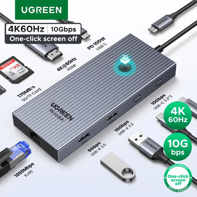Hub USB-C với HDMI 4K, Ethernet và PD 100W