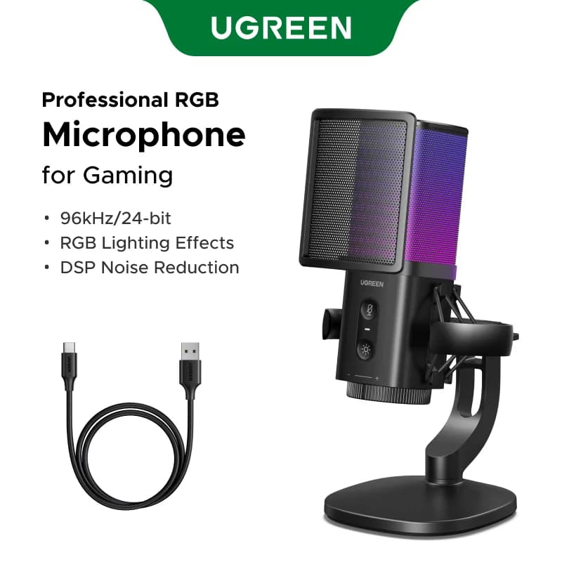 Microphone USB với nút tắt tiếng cảm ứng và đèn RGB