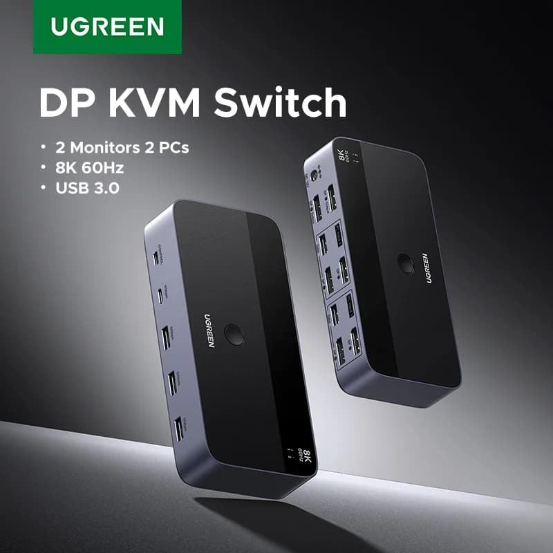 Bộ chuyển đổi KVM hai màn hình, 8K/60Hz, USB 3.0