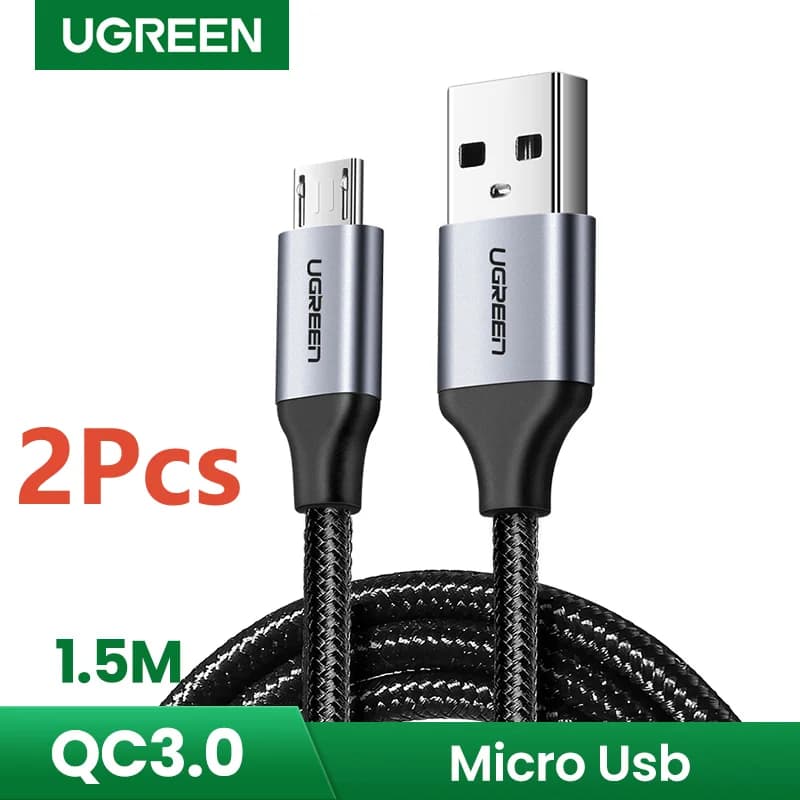 Cáp sạc nhanh Micro USB 2 cái, 1.5m, 2A