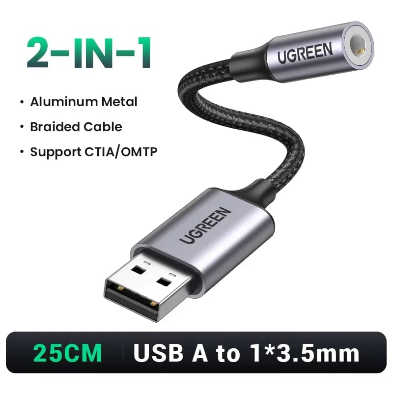Bộ chuyển đổi card âm thanh ngoài USB sang 3.5mm