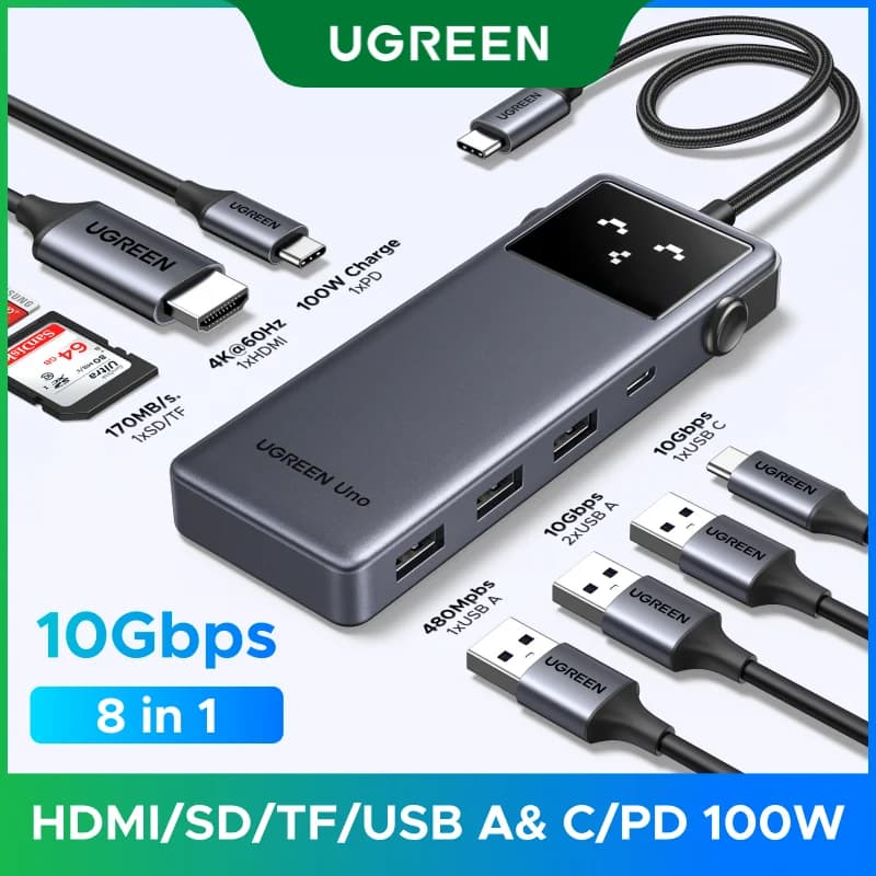 Hub USB-C 8-in-1 với HDMI 4K và PD 100W