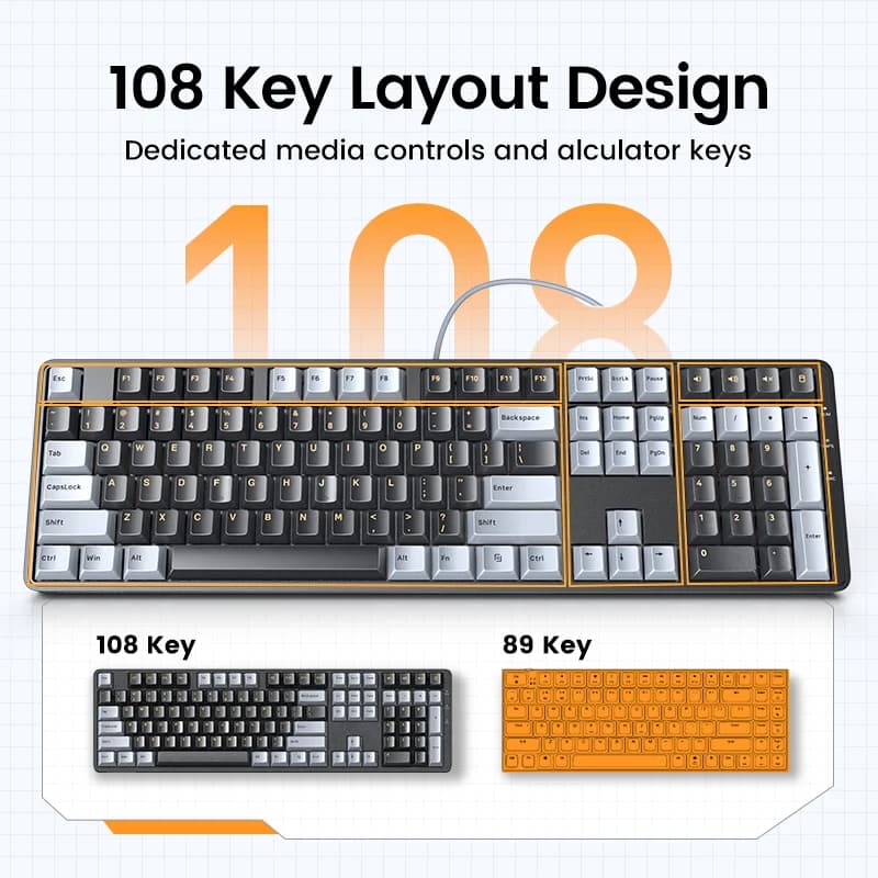 Bàn phím cơ có dây 108 phím switch đỏ