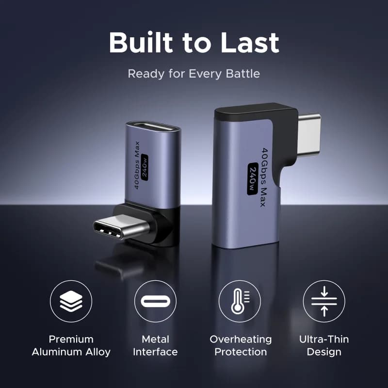 Đầu chuyển đổi USB-C Nam sang Nữ Góc Vuông, Gói 3 Cái